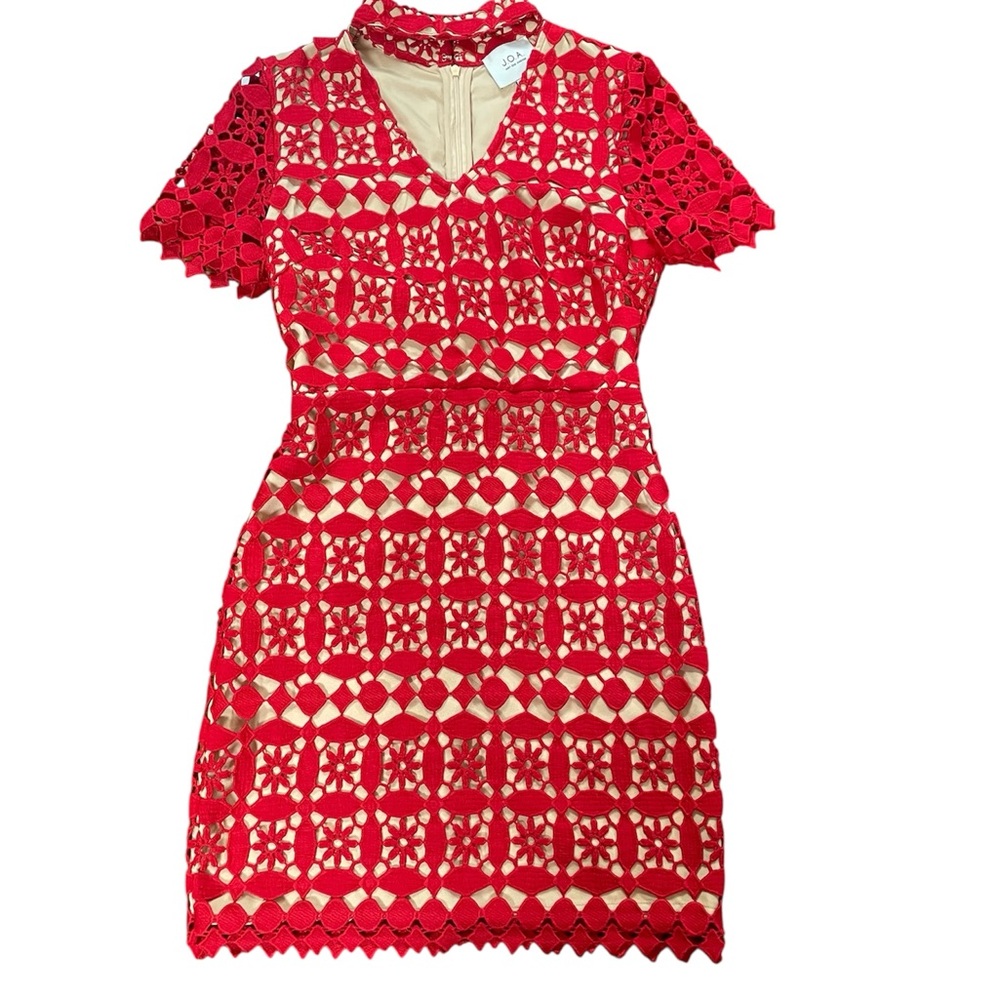 J.O.A. Red Sheath Mini Dress with Flutter Sleeves